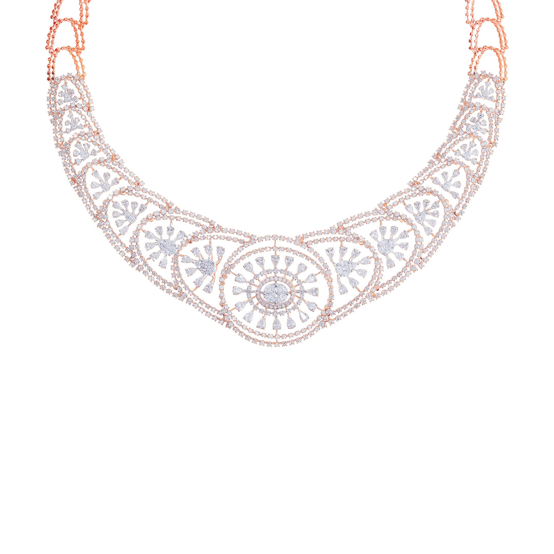 17.57Ct VVS/FG Diamond Necklace Set in 18K Rose Gold