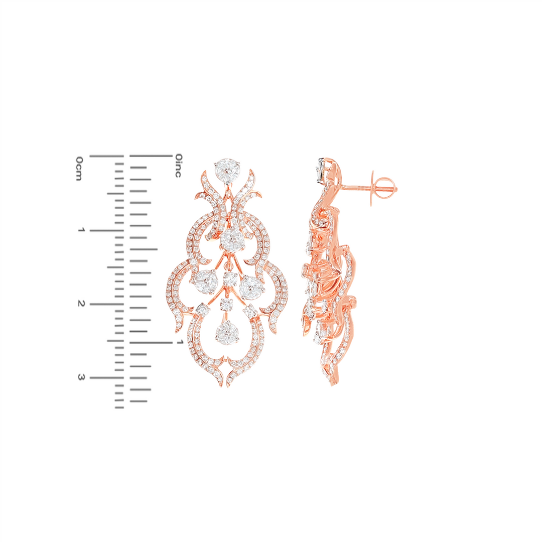 16.21Ct VVS/FG Diamond Necklace Set in 18K Rose Gold