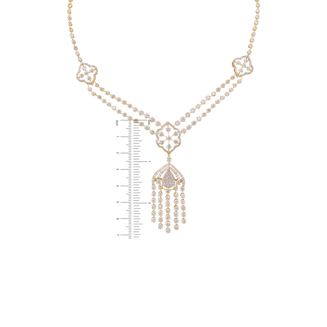 15.39Ct VS/GHI Diamond Necklace Set With Changeable Gemstones in 18K Gold