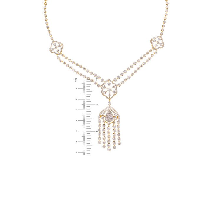 15.39Ct VS/GHI Diamond Necklace Set With Changeable Gemstones in 18K Gold