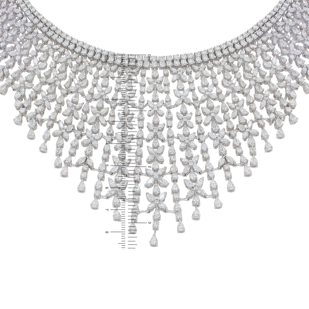 53.82Ct VVS/GH Diamond Necklace Set in 18K White Gold