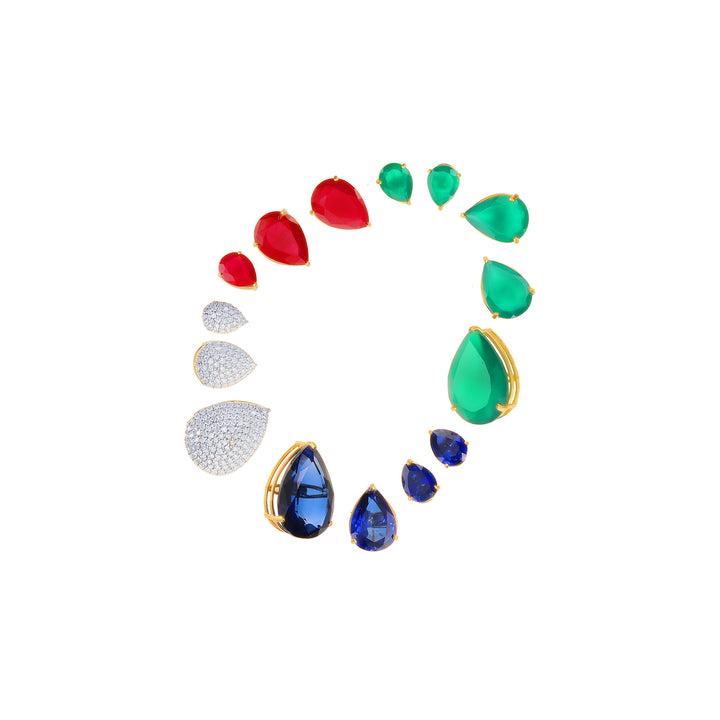 25.59Ct VVS/EF Diamond Patta Haaram With Changeable Gemstones in 18K Gold