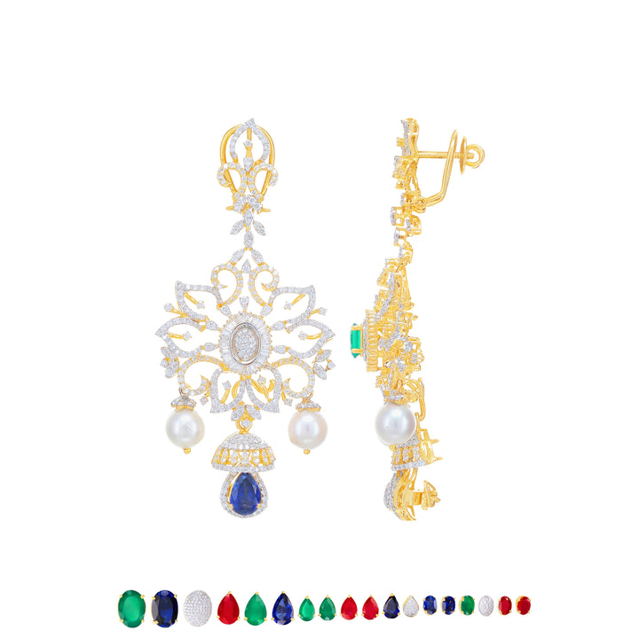 21.15Ct VVS/EF Diamond Patta Haarm With Changeable Gemstones in 18K Gold