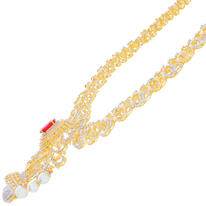 21.15Ct VVS/EF Diamond Patta Haarm With Changeable Gemstones in 18K Gold