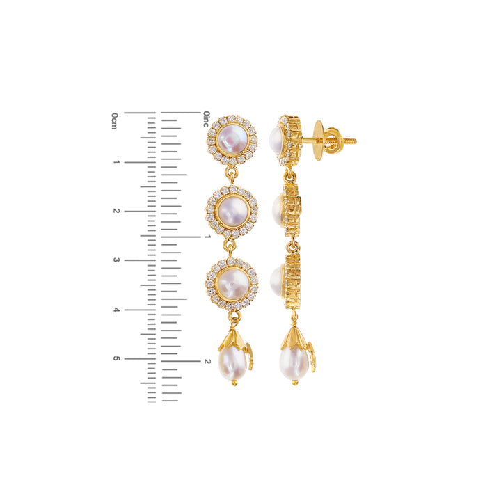 4.42Ct VS/GH Diamond Necklace Set With Pearl in 18K Gold