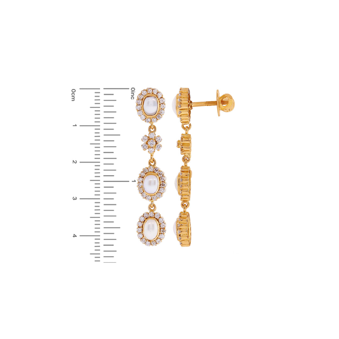 7.95Ct VS/GH Diamond Necklace Set With Pearl in 18K Gold