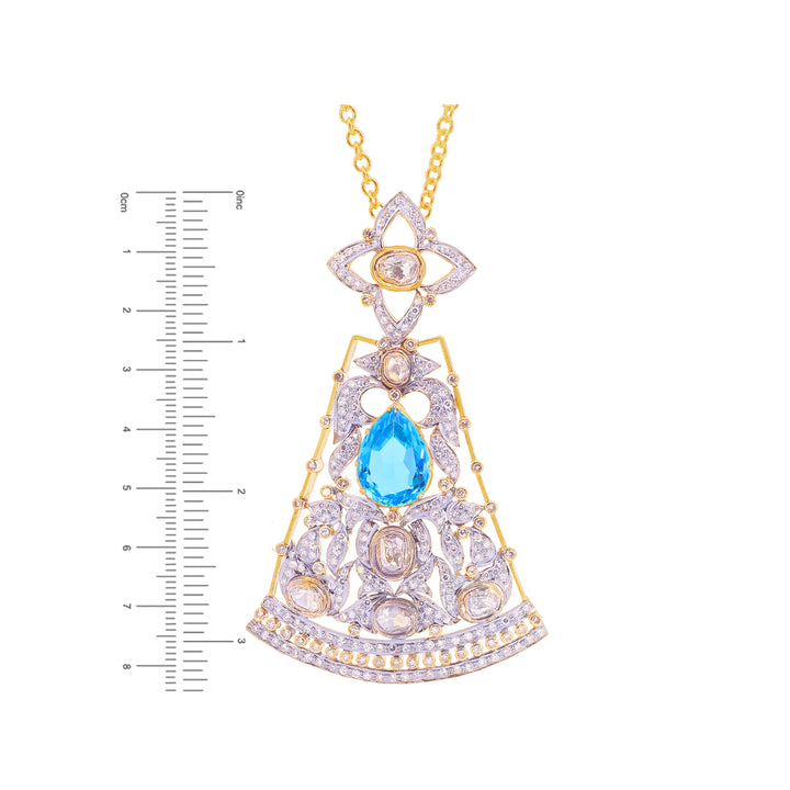 6.00Ct Rose Cut Diamond Pendant Set With Gemstones in 18K Gold