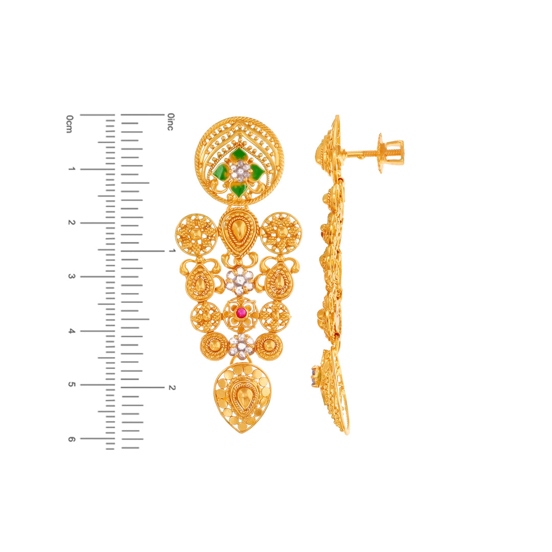 5.22Ct Rose Cut Diamond Necklace Set With Ruby in 22K Gold