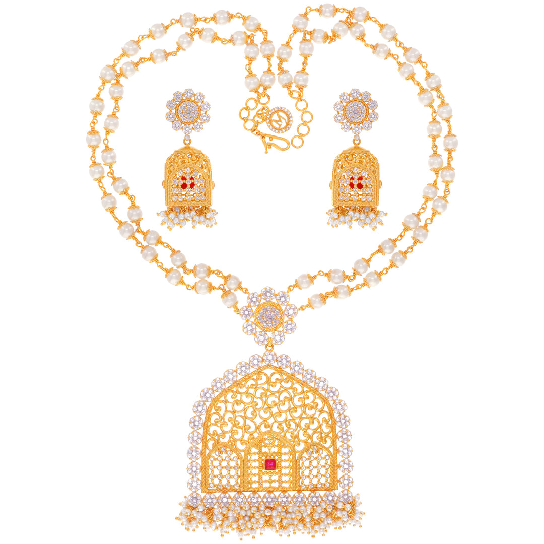 12.36CTW Rose Cut Diamond Antique Necklace Set With Gemstones in 22K Gold