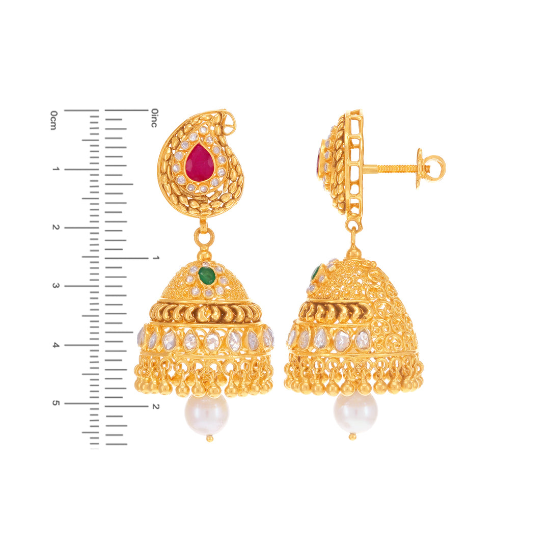 21.15CTW Rose Cut Diamond Patta Haarm With Gemstones in 22K Gold