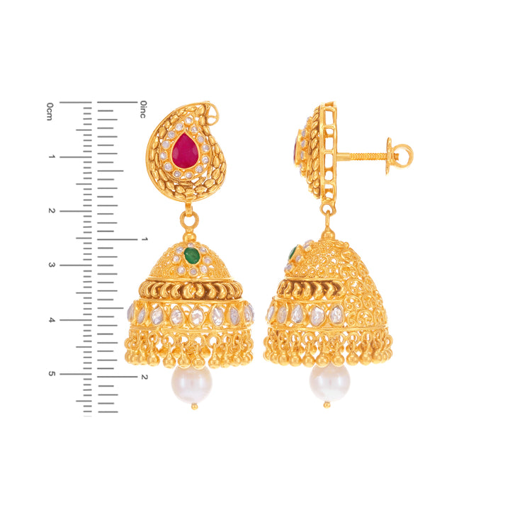 21.15CTW Rose Cut Diamond Patta Haarm With Gemstones in 22K Gold