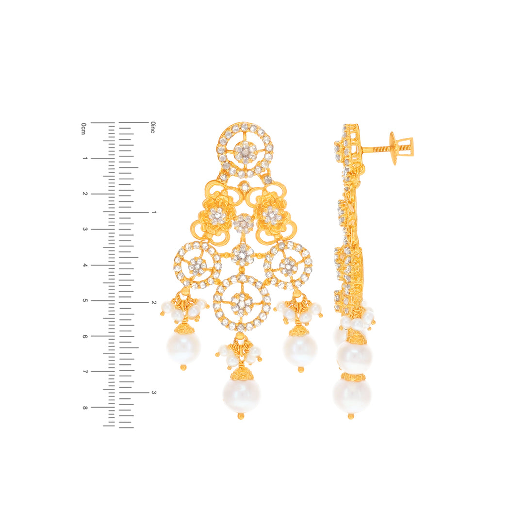 23.67CTW Rose Cut Diamond Choker Set With Pearl in 22K Gold