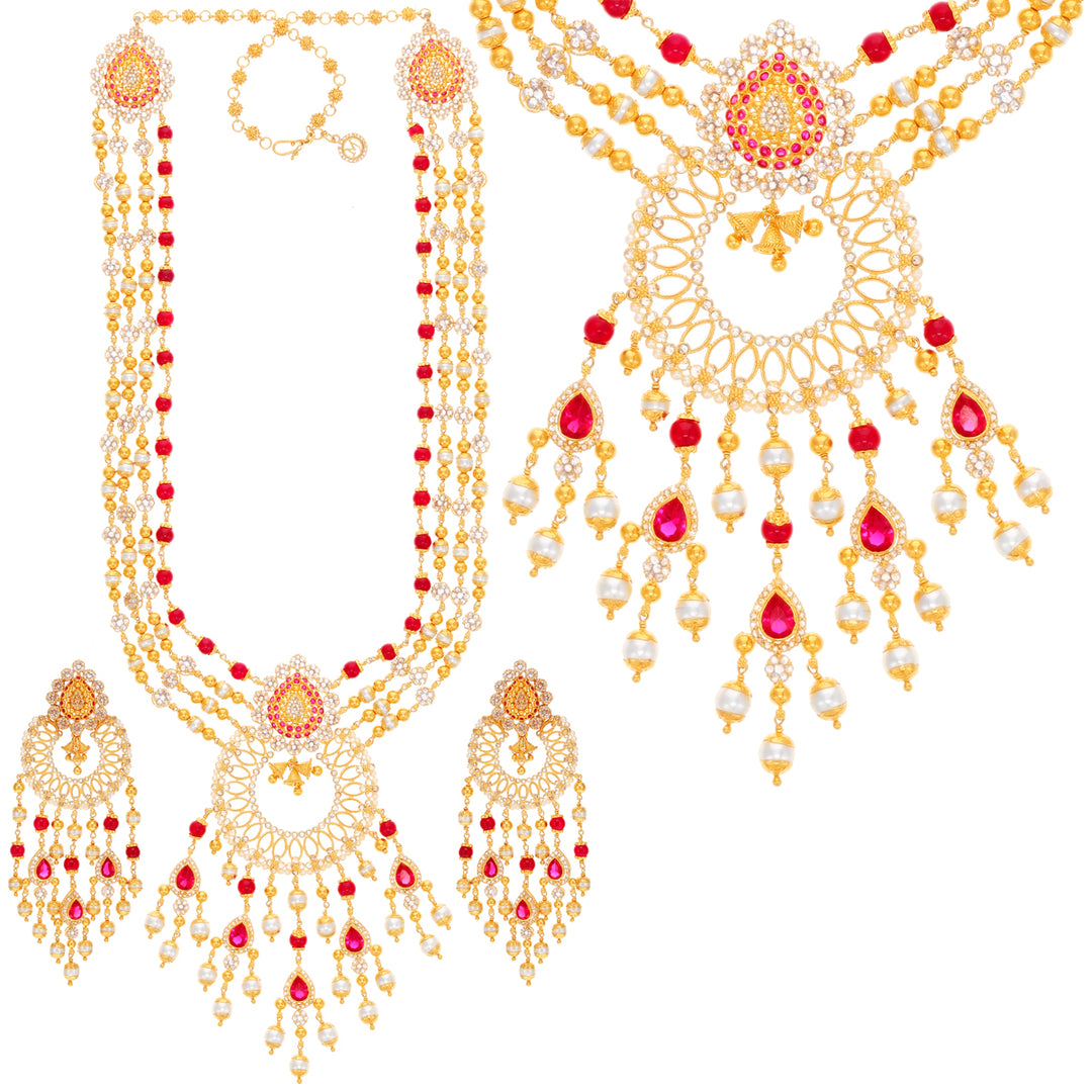 30.75Ct Rose Cut Diamond Patta Haaram With Gemstones in 22K Gold