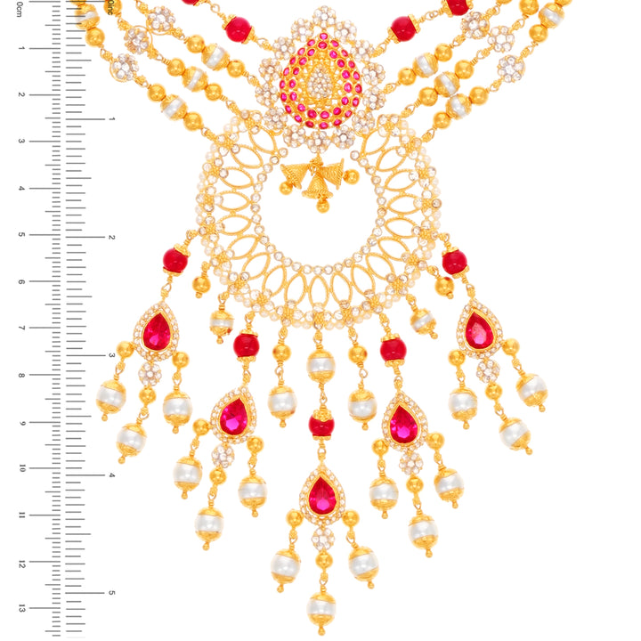 30.75Ct Rose Cut Diamond Patta Haaram With Gemstones in 22K Gold