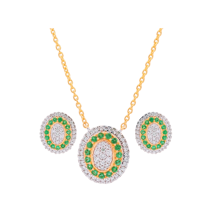 0.62Ct VVS/FG Diamond Pendant Set With Gemstones in 18K Gold