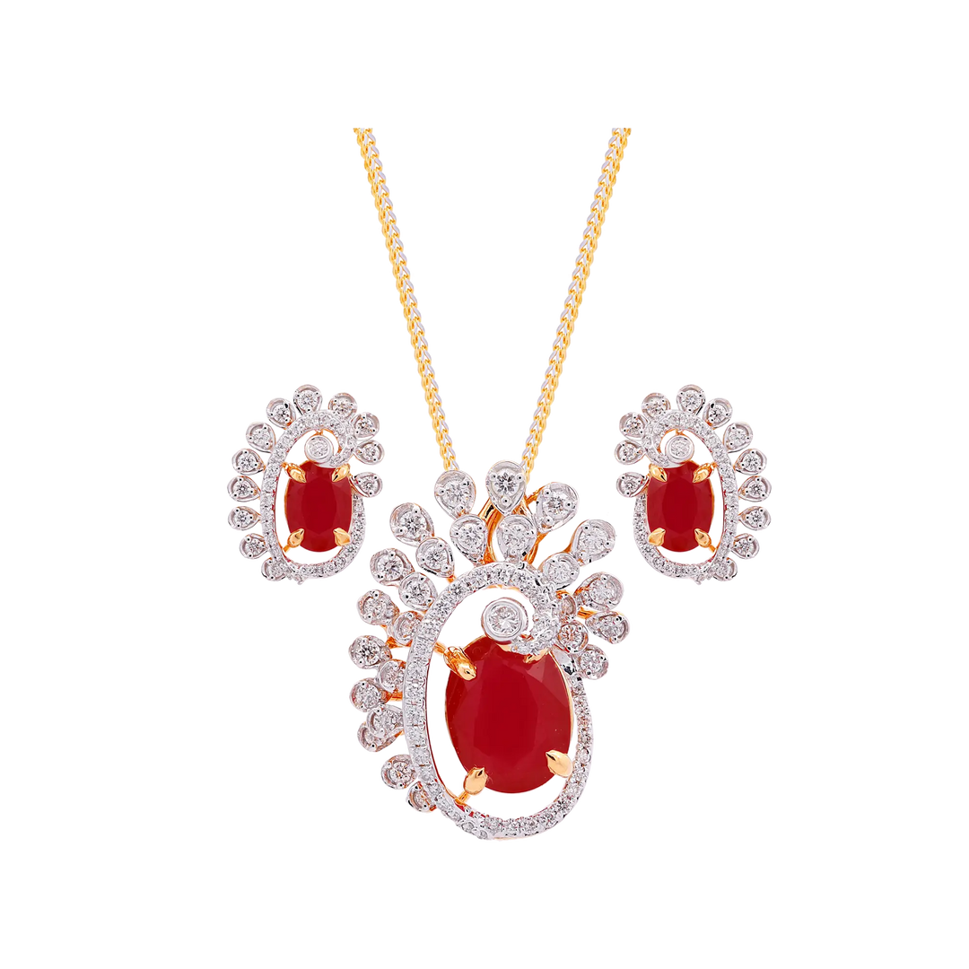 0.93Ct VVS/FG Diamond Pendant Set With Gemstones in 18K Gold