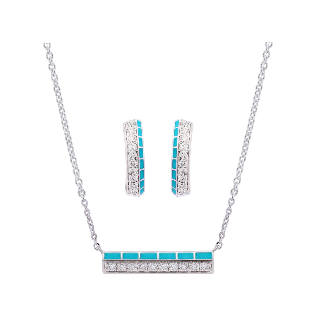 0.78Ct VVS/EF Diamond Pendant Set With Gemstones in 18K White Gold