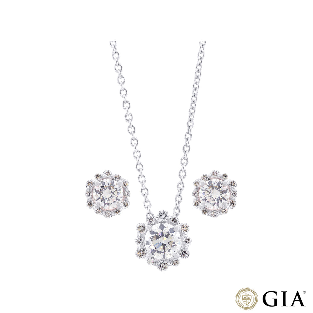 1.61CTW VS2/F GIA Certified Diamond Pendant Set in 18K White Gold