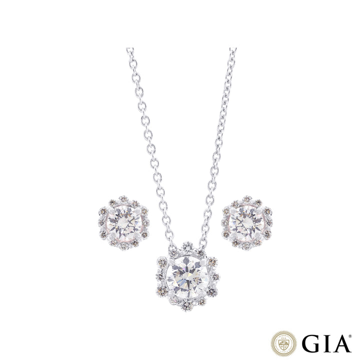 1.61CTW VS2/F GIA Certified Diamond Pendant Set in 18K White Gold