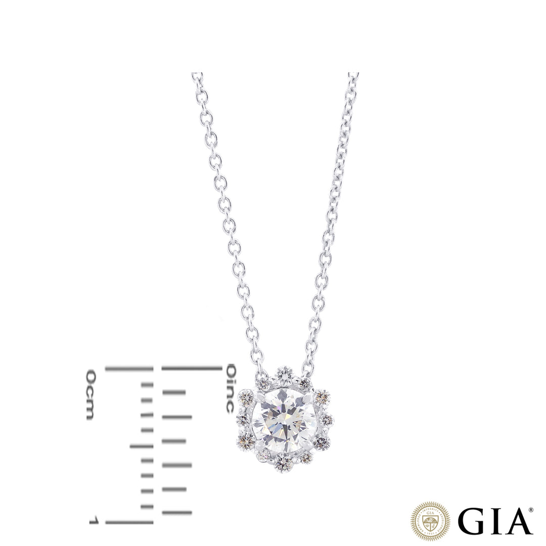 1.62CTW VS2/G GIA Certified Diamond Pendant Set in 18K White Gold