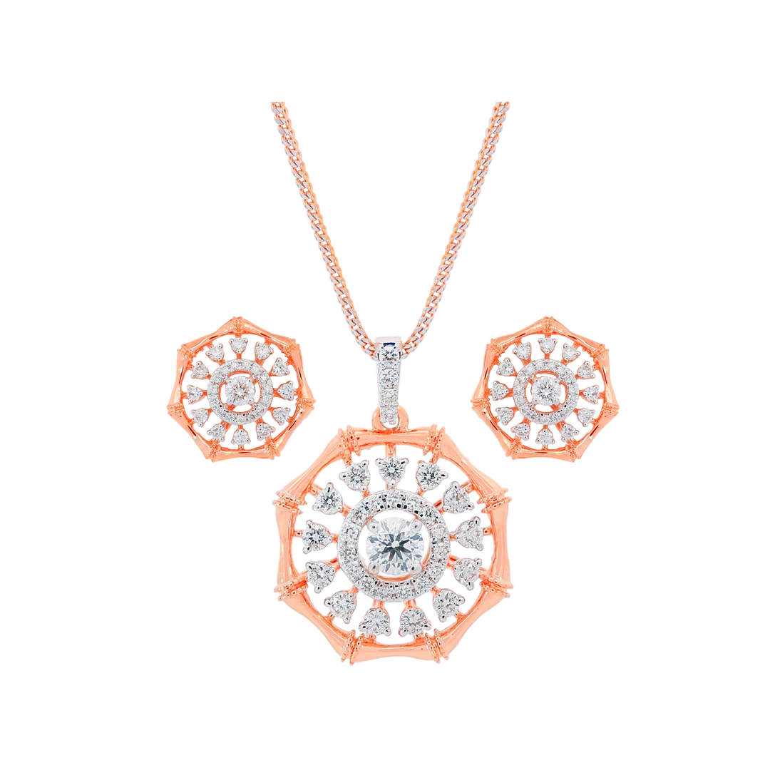1.10Ct VVS/FG Diamond Pendant Set in 18K Rose Gold