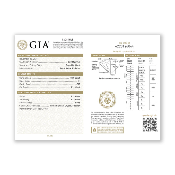 2.67CTW SI2/H GIA Certified Diamond Pendant Set in 18K White Gold