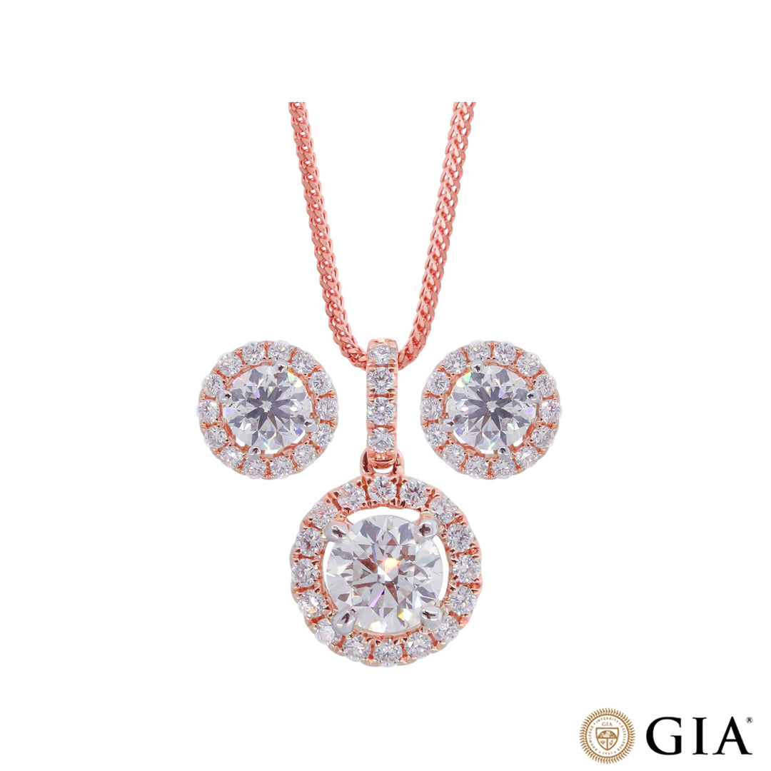 2.32CTW VS2/G GIA Certified Diamond Pendant Set in 18K Rose Gold