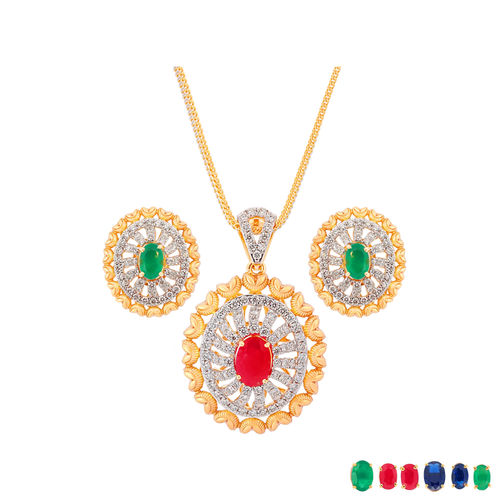 1.77Ct VVS/FG Diamond  Pendant Set With Changable Gemstones in 18K Gold