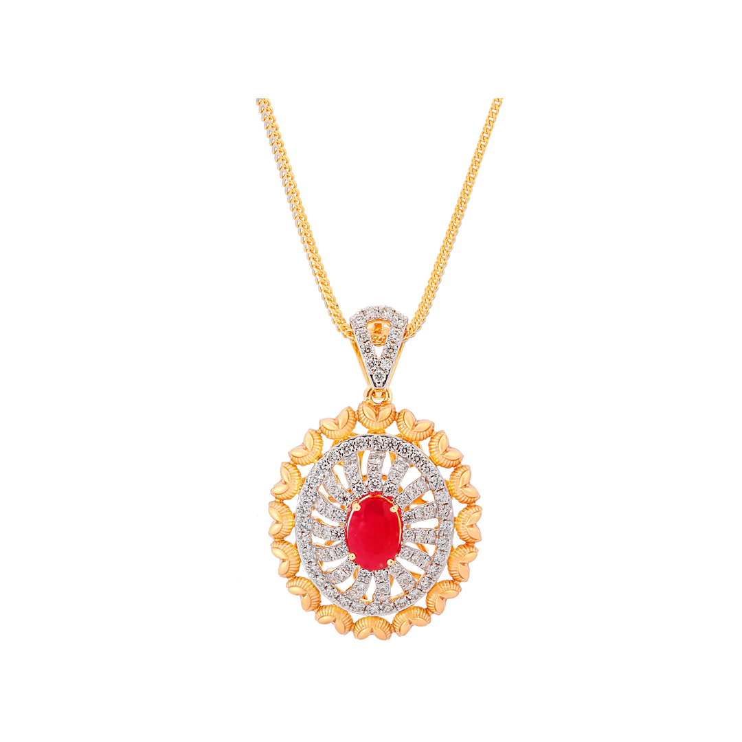 1.77Ct VVS/FG Diamond  Pendant Set With Changable Gemstones in 18K Gold