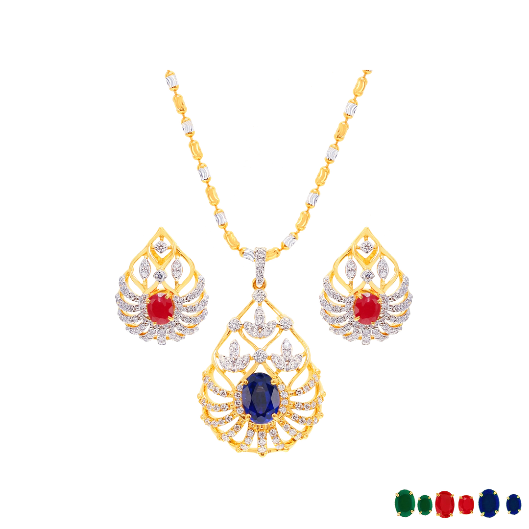 1.05Ct VVS/FG Diamond Pendant Set With Changeable Gemstones in 18K Gold