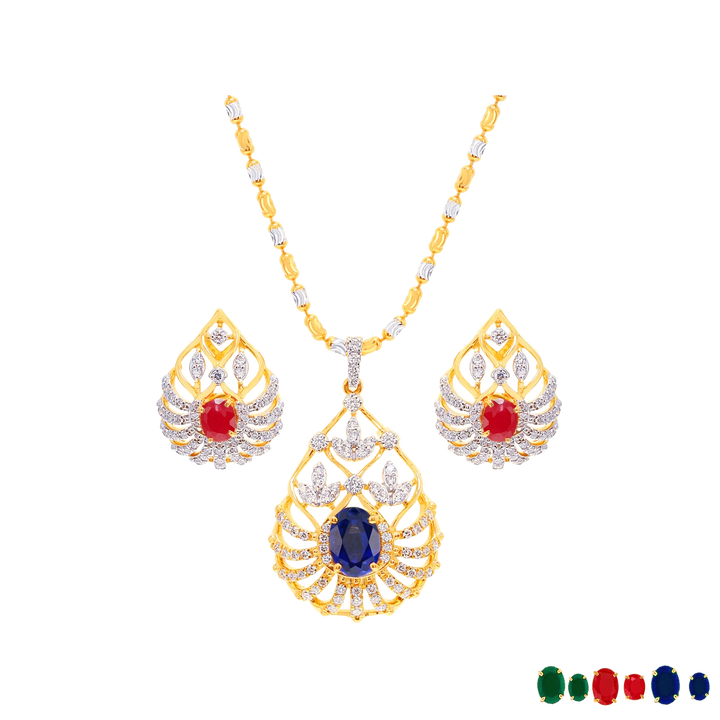 1.05Ct VVS/FG Diamond Pendant Set With Changeable Gemstones in 18K Gold