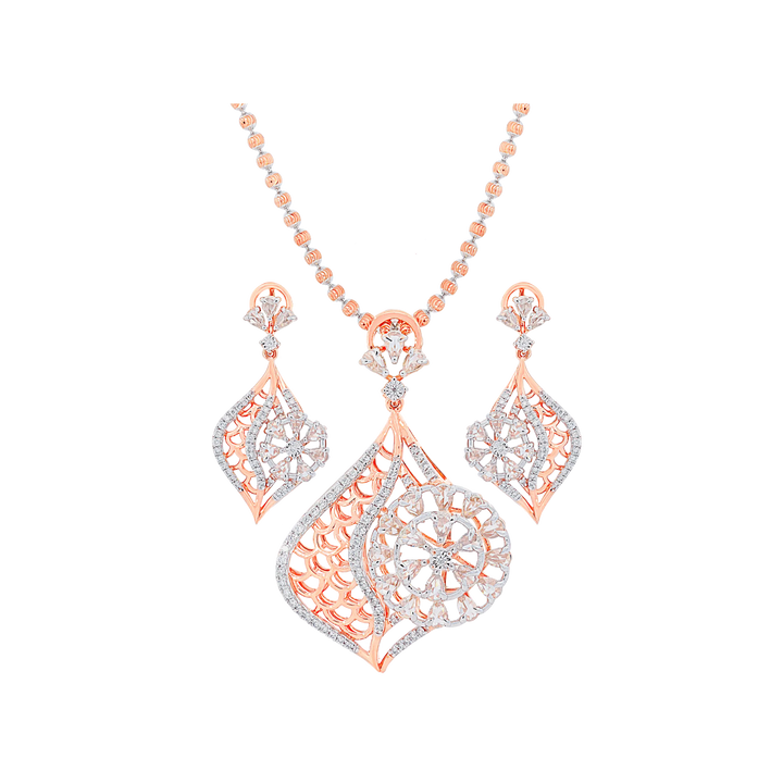 2.21Ct VVS/FG Diamond & Rose Cut Diamond Pendant Set in 18K Rose Gold