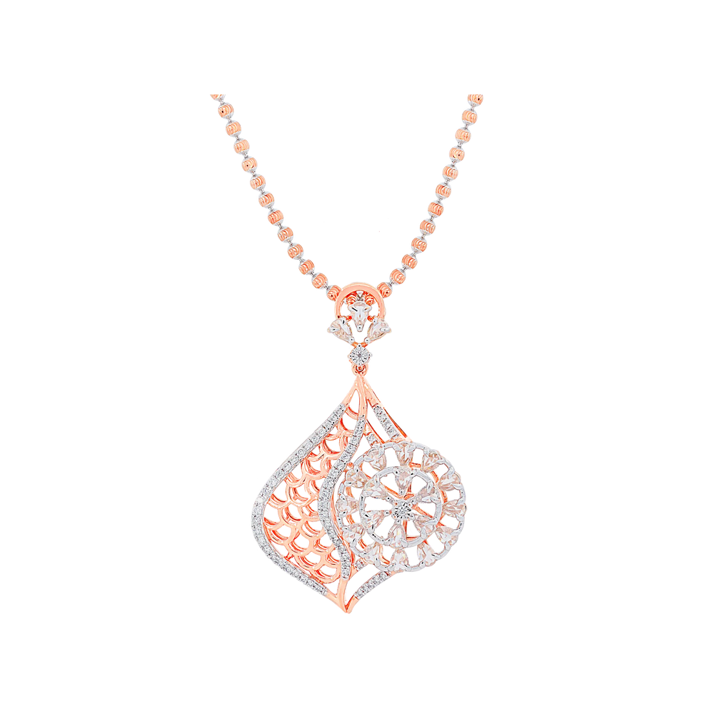2.21Ct VVS/FG Diamond & Rose Cut Diamond Pendant Set in 18K Rose Gold