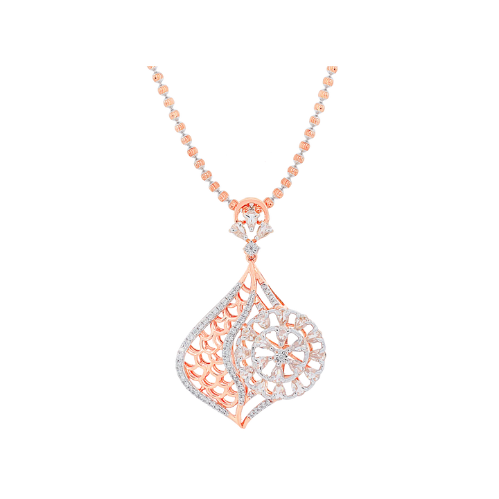2.21Ct VVS/FG Diamond & Rose Cut Diamond Pendant Set in 18K Rose Gold