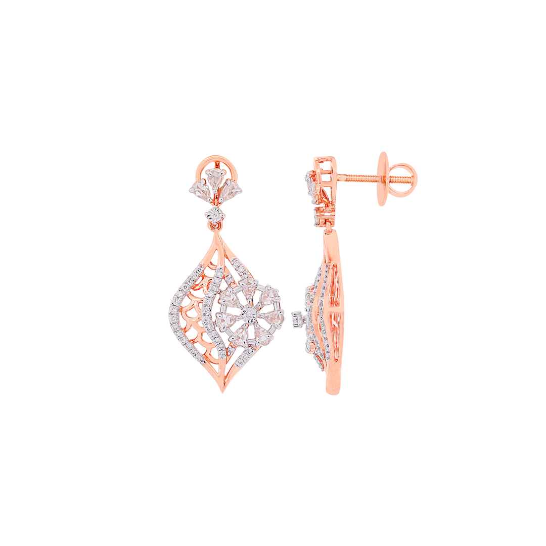 2.21Ct VVS/FG Diamond & Rose Cut Diamond Pendant Set in 18K Rose Gold