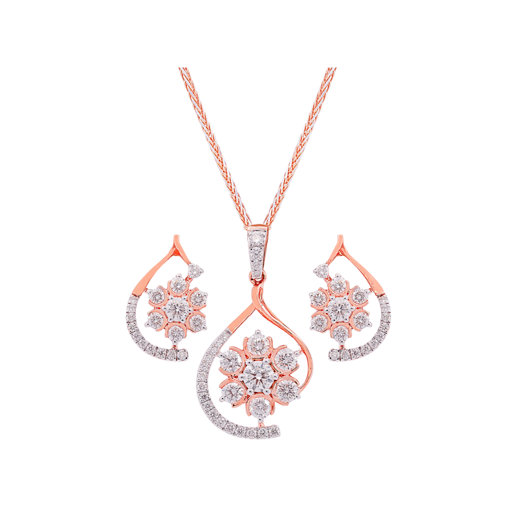 1.19Ct VVS/FG Diamond Pendant Set in 18K Rose Gold