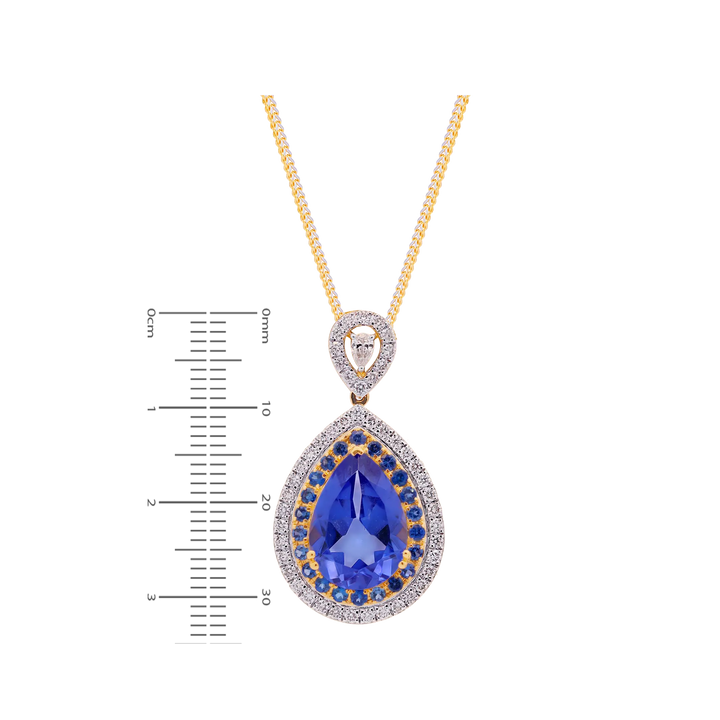 1.14Ct VS/GHI Diamond Pendant Set With Gemstones in 18K Gold