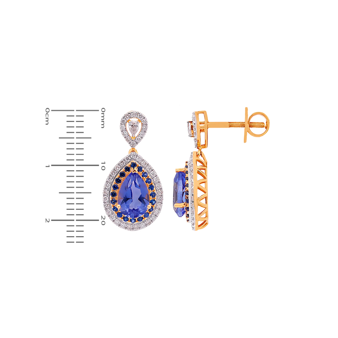 1.14Ct VS/GHI Diamond Pendant Set With Gemstones in 18K Gold