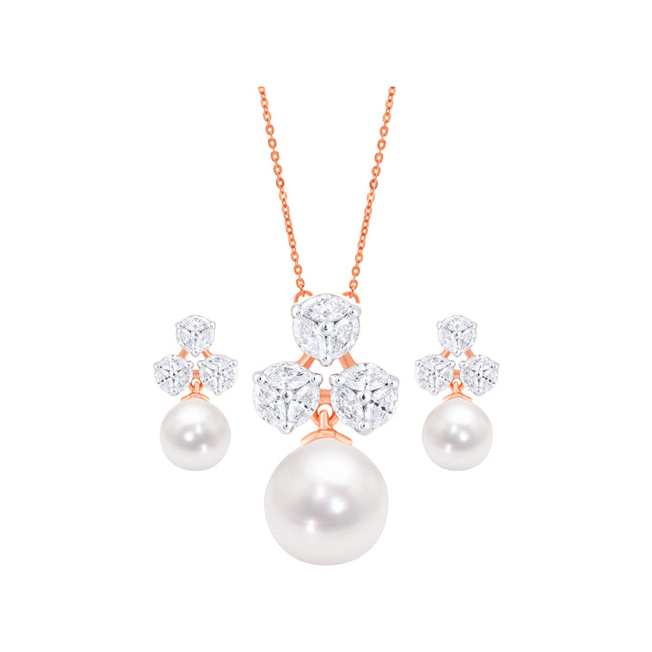 1.01Ct VVS/FG Diamond Pendant Set With Pearl in 18K Rose Gold