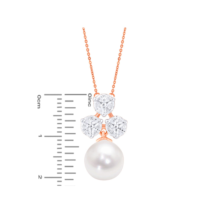 1.01Ct VVS/FG Diamond Pendant Set With Pearl in 18K Rose Gold