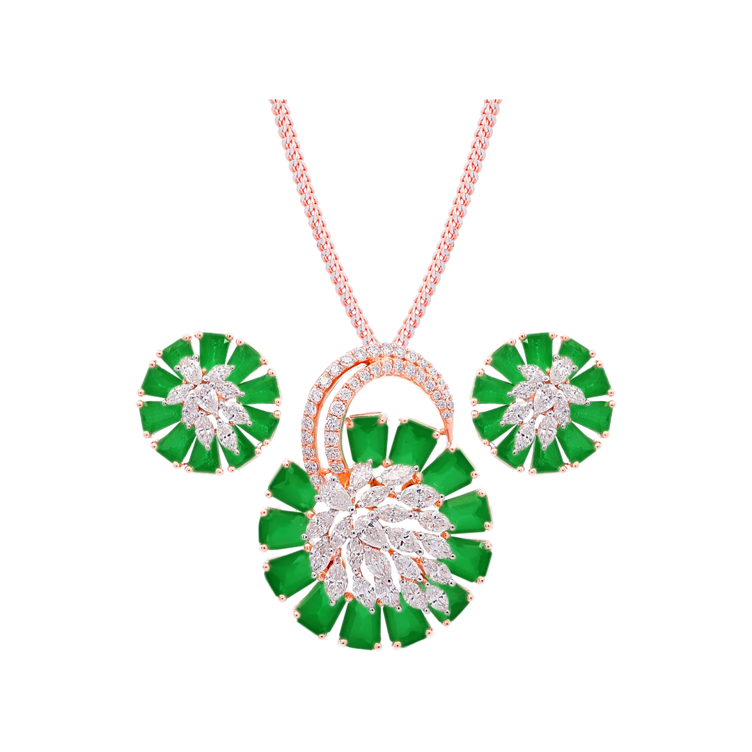 1.88Ct VVS/EF Diamond Pendant Set With Gemstones in 18K Rose Gold