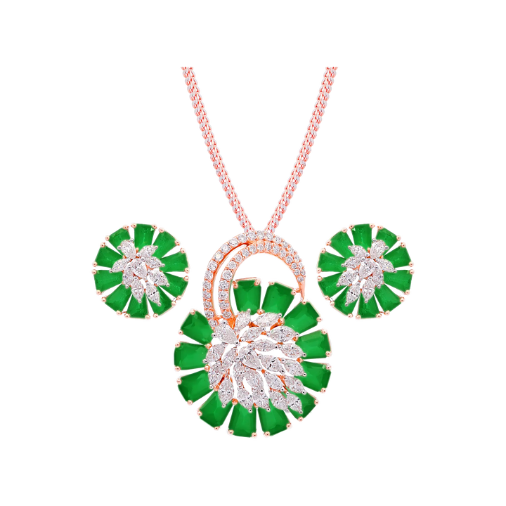 1.88Ct VVS/EF Diamond Pendant Set With Gemstones in 18K Rose Gold