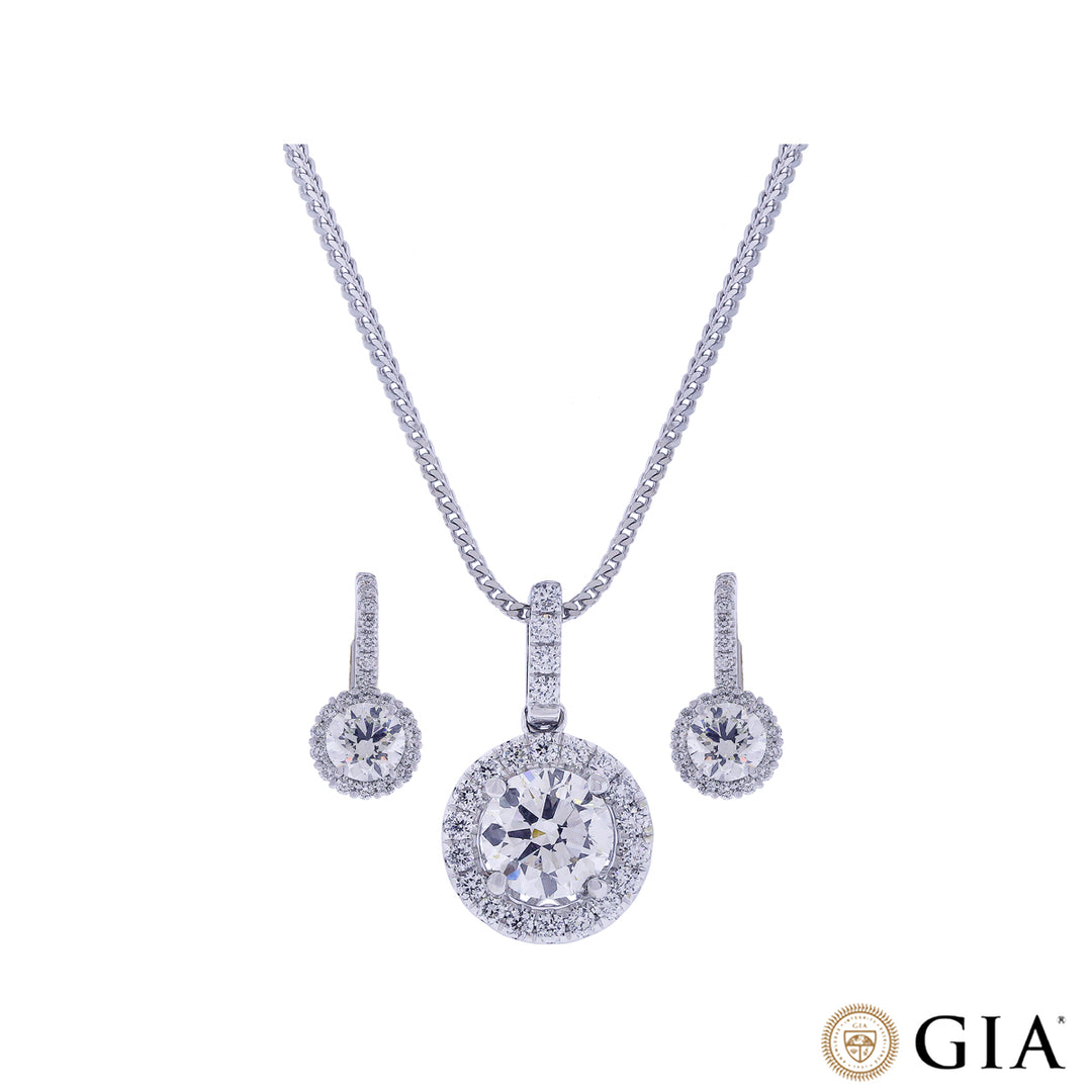 3.12CTW VS2/I GIA Certified Diamond Pendant Set in 18K White Gold