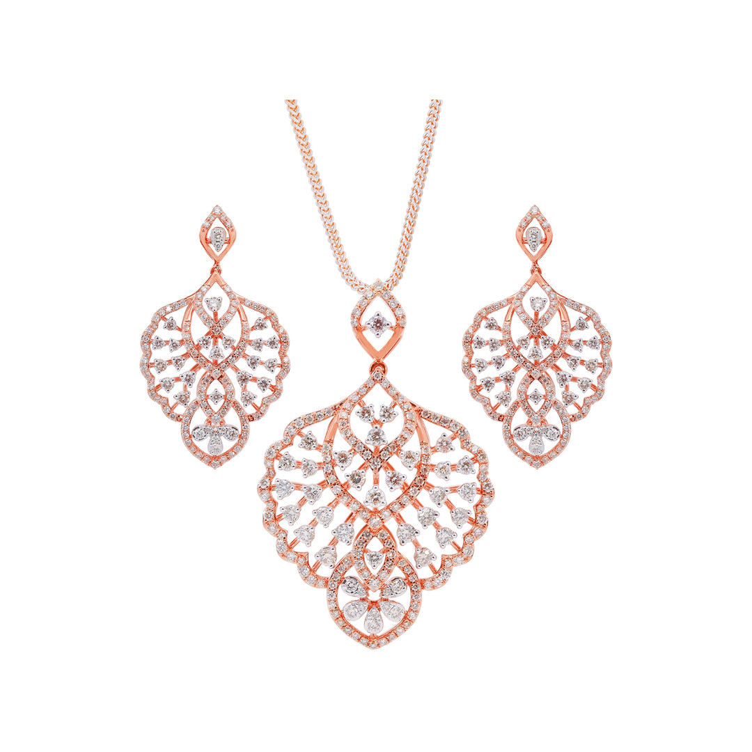 3.34Ct VS/GHI Diamond Pendant Set in 18K Rose Gold