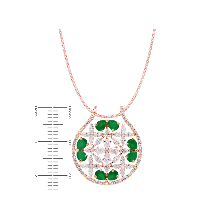 3.02Ct VVSFG Diamond Pendant Set With Gemstones in 18K Rose Gold