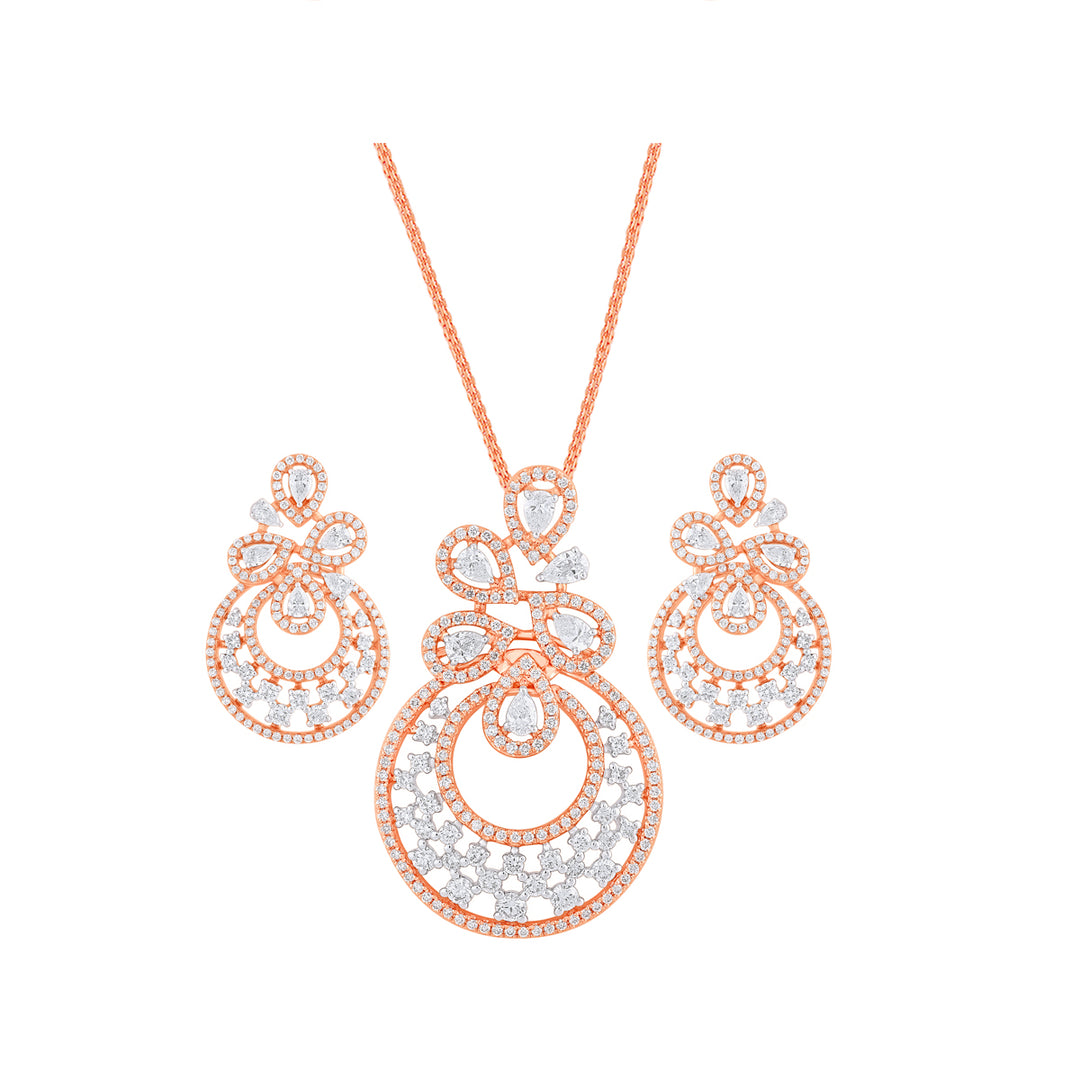 3.13Ct VVS/FG Diamond Pendant Set in 18K Rose Gold