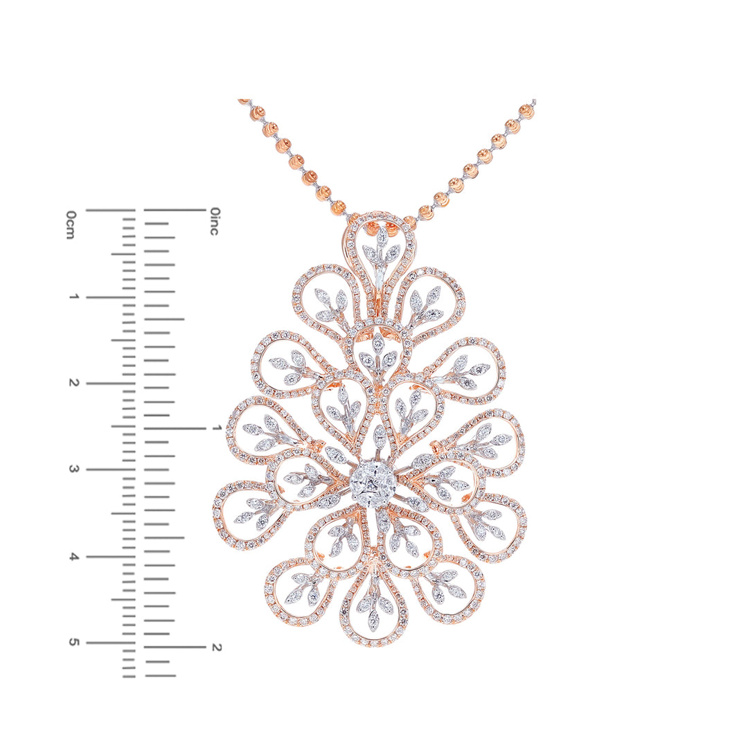 4.09Ct VVS/FG Diamond Pendant Set in 18K Rose Gold