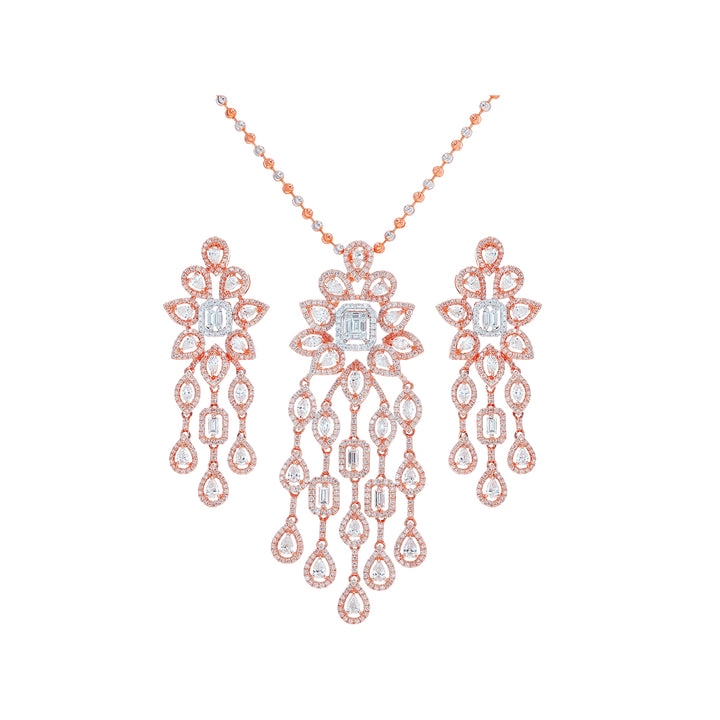 5.47Ct VVS/FG Diamond Pendant Set in 18K Rose Gold