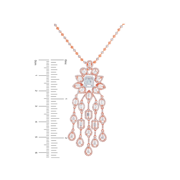 5.47Ct VVS/FG Diamond Pendant Set in 18K Rose Gold
