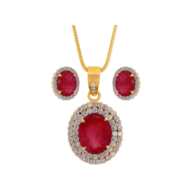 1.89Ct VS/GH Diamond Pendant Set with Ruby in 18K Gold